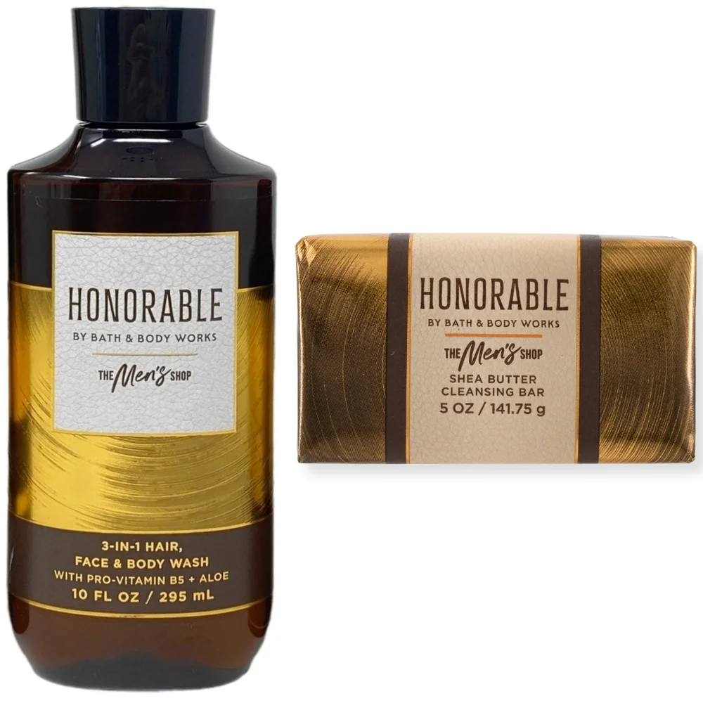 Bath Body Works Men's Honorable 3-in-1 Body Wash & Bar Soap 2 Piece Set NEW